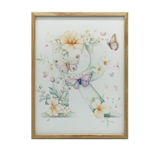 FALI PLAKÁT FA KERETBEN VIRÁGOK PILLANGÓK 70x100 CM grafika, keretezett kép