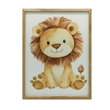 FALI PLAKÁT FA KERETES OROSZLÁN, ÁLLAT 70x100 CM grafika, keretezett kép