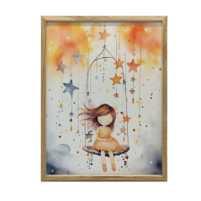 FALI PLAKÁT FAKERETBEN CSILLAGOK KARUSZELS 30X40 CM grafika, keretezett kép