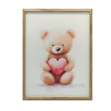 FALI PLAKÁT FEHÉR FAKERETES MEDVE SZERETETTEL TELJES SZÍVVEL 30x40 grafika, keretezett kép
