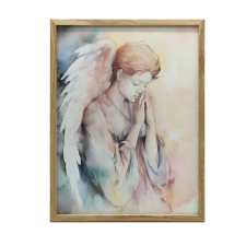 FALI PLAKÁT FEKETE ALUMÍNIUM KERETBEN IMÁDOZÓ ANGYAL 30x40 CM grafika, keretezett kép