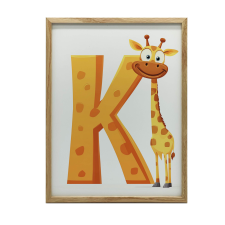 FALI PLAKÁT GYERMEKEKNEK, ZSIRÁF K BETŰVEL KERETTEL 70x100 CM grafika, keretezett kép