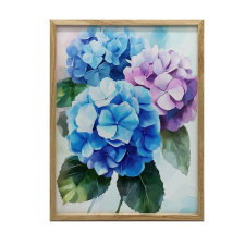 FALI PLAKÁT HIDRENZIÓK PASTELL SZÍNEKBEN 30x40 ARANY KERET grafika, keretezett kép