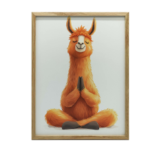  FALI PLAKÁT MEDITÁLÓ LAMA FA KERETTEL 70x100 CM grafika, keretezett kép