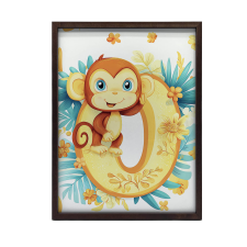 FALI PLAKÁT MONKEY O BETŰ FEKETE KERETBEN 70x100 grafika, keretezett kép