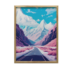 FALI PLAKÁT PASZTELL HEGYI TÁJ FEHÉR KERETTEL 30x40 CM grafika, keretezett kép