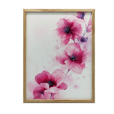 FALI PLAKÁT RÓZSASZÍN VIRÁGOK FEHÉR HÁTTÉRON 30X40 CM KERET NÉLKÜL grafika, keretezett kép