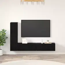 Fali TV Szekrény Falra szerelhető 2 pcs Fekete tölgy Faanyag bútor