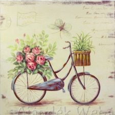  Falikép bicikli + virág 38x38cm 4226 - Falikép grafika, keretezett kép