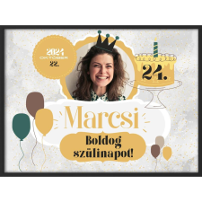 Falikép – Boldog Születésnapot egyedi adatokkal 6. saját fotóval (videóvetítő opcióval) grafika, keretezett kép