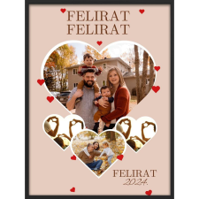  Falikép – Egyedi felirattal és fotókkal, szívekkel (videóvetítő opcióval) grafika, keretezett kép