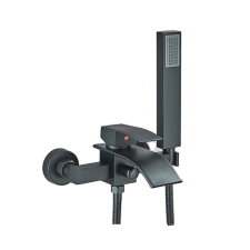  Falra szerelt fürdőkád csaptelep, egyfogantyú vezérlés, kerámia szelepmag, Matt fekete b csaptelep