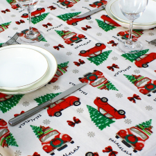 FAMILY CHRISTMAS 58652B Karácsonyi asztalterítő - flannel 70 GSM - 132 x 178 cm karácsonyi dekoráció