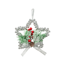 FAMILY CHRISTMAS Karácsonyi dekoráció, akasztható, ezüst csillag, 10 cm (58566B) karácsonyi dekoráció