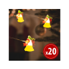 FAMILY CHRISTMAS LED fényfüzér - csengettyű 2,2 m 20 melegfehér 2 x AA
