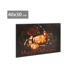 FAMILY HALLOWEEN 58400 LED-es fali kép - Halloween - 10 melegfehér LED - 40 x 30 cm grafika, keretezett kép