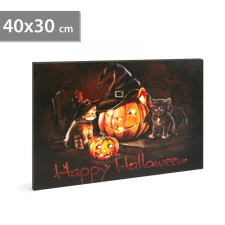 Family Halloween-i LED-es hangulatkép - fali akasztóval, 2 x AA, 40 x 30 cm (58400) grafika, keretezett kép