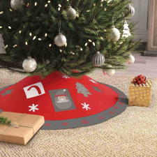 Family Karácsonyfa alá terítő - 97 cm - poliészter - szürke / piros karácsonyi textilia