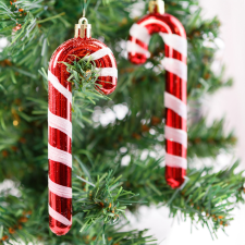 Family Karácsonyfadísz szett - piros / fehér cukorbot - 13 cm - 6 db / szett karácsonyfadísz