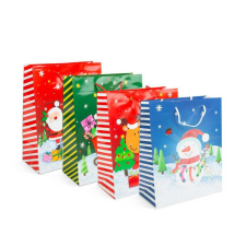 Family Karácsonyi ajándéktasak - papír - 265 x 127 x 330 mm - 4 féle / csomag - 12 db / csomag ajándéktasak