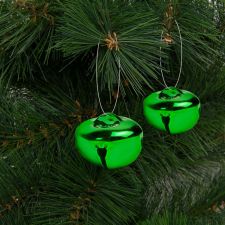Family Karácsonyi dísz - akasztható, csilingelő - fém, 20 mm - zöld - 9 db / csomag karácsonyfadísz