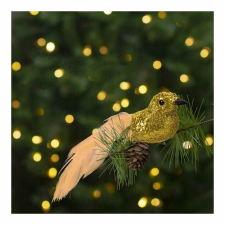 Family Karácsonyi dísz - csipeszes - glitteres madár - arany - 2 db / csomag karácsonyi dekoráció