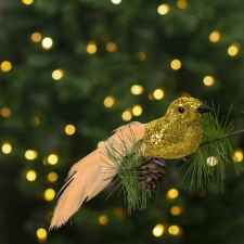 Family Karácsonyi dísz csipeszes madár - arany 2 db karácsonyfadísz