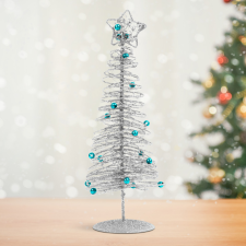 Family Karácsonyi, glitteres, fém karácsonyfa - 28 cm - ezüst 58622C karácsonyi dekoráció