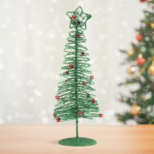 Family Karácsonyi, glitteres, fém karácsonyfa - 28 cm - zöld karácsonyi dekoráció