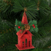 Family Karácsonyi glitteres templom akasztóval - 16 x 6,5 cm - piros