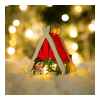 Family Karácsonyi LED dekor házikó - melegfehér - fa - 2 féle - 6,9 x 8,9 x 6 cm - 12 db / display