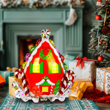 Family Karácsonyi lufi - alumínium fólia - mézeskalács - 67 x 71 cm (58969B) party kellék