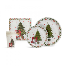 Family Karácsonyi papír teríték szett - 12 tányér, 6 pohár, 20 szalvéta (58224B) karácsonyi dekoráció
