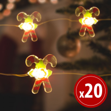 Family LED fényfüzér - cukorbot - 2,2 m - 20 LED - melegfehér - 2 x AA karácsonyfa izzósor