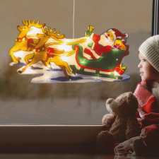 Family Nagyméretű LED-es ablakdekor - rénszarvas, mikulás - 45 x 24 cm karácsonyi ablakdekoráció