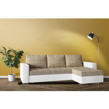  Fáraó sarokkanapé fehér bőr világosbarna zsákszövet 200x130cm-es remek fekvőfelülettel bútor