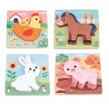 Farm témájú 4 darabos fa puzzle készlet puzzle, kirakós