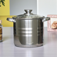  Fazék üveg fedővel, rozsdamentes acél, 9 L, 24 cm edény