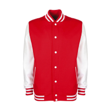 FDM Női Kabát hosszú ujjú FDM College Jacket - S, Tűzpiros/fehér női dzseki, kabát