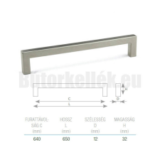 FDU Bútorfogantyú MARINA Nemesacél 640mm bútor