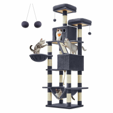 Feandrea Macskakaparófa, 206 cm magas plüss macskalakás, füstös szürke | FEANDREA macskabútor