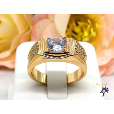  Fedett antiallergén pecsétgyűrű középen kővel 18K - kék gyűrű