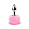 FeelzToys Bunny Tails - fém anál dildó nyuszifarokkal (ezüst-pink)