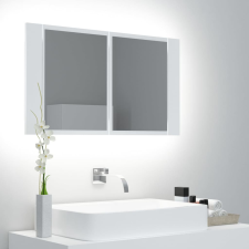 Fehér akril LED-es fürdőszobaszekrény tükörrel 80x12x45 cm fürdőszoba bútor