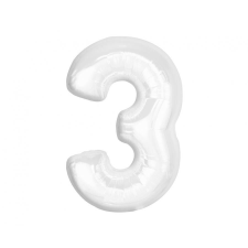 Fehér B&C White 3-as szám fólia lufi 92 cm party kellék