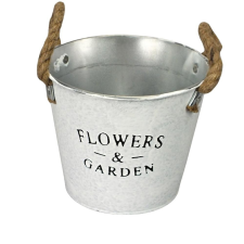  Fehér bádog kaspó 17x14cm dekorációs kellék