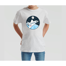  Fehér gyerek űrhajós rövid ujjú póló - 9-11 éves (140 cm) gyerek póló