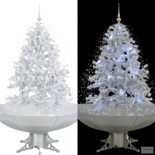  Fehér havazó karácsonyfa ernyő alakú talppal 140 cm műfenyő
