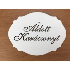  Fehér lézervágott tábla ’Áldott karácsonyt’ felirattal. Mérete: 100x75 mm dekorációs kellék