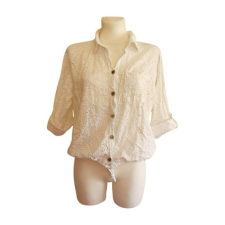  Fehér madeira mintás női blúz (méret: M) blúz